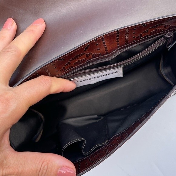 Francesco Biasia Tooled Leather Rectangular Shoulder Bag NWOT - Picture 9 of 14